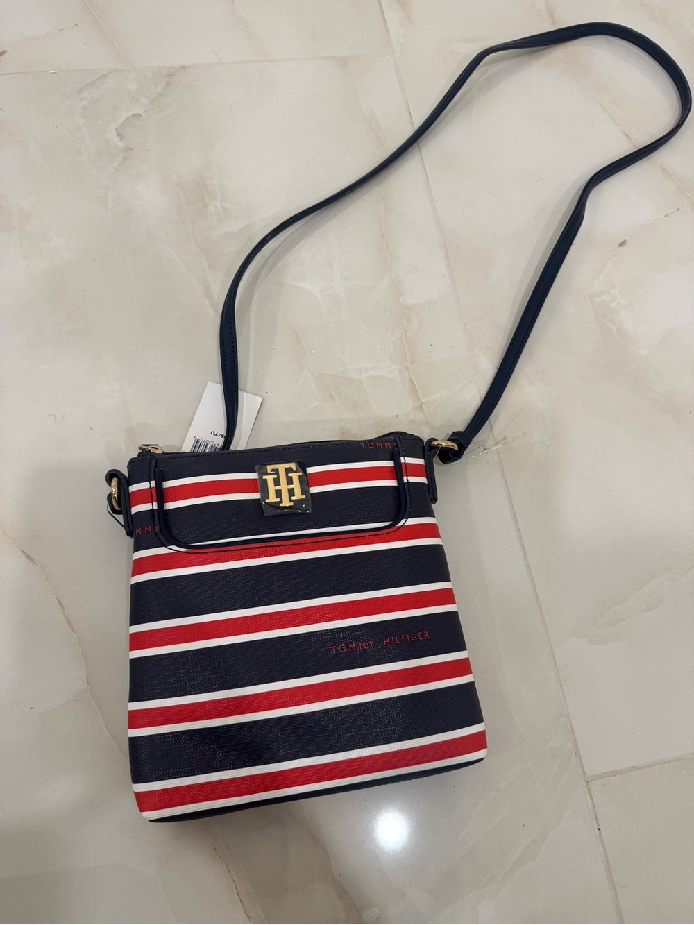 Tommy Hilfiger Striped Navy Red White Crossbody Purse